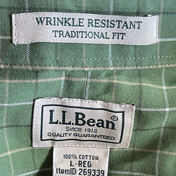LL Bean Plaid Wrinkle Resistant Traditional Fit Short Sleeve Button Down Shirt L - Picture 12 of 14